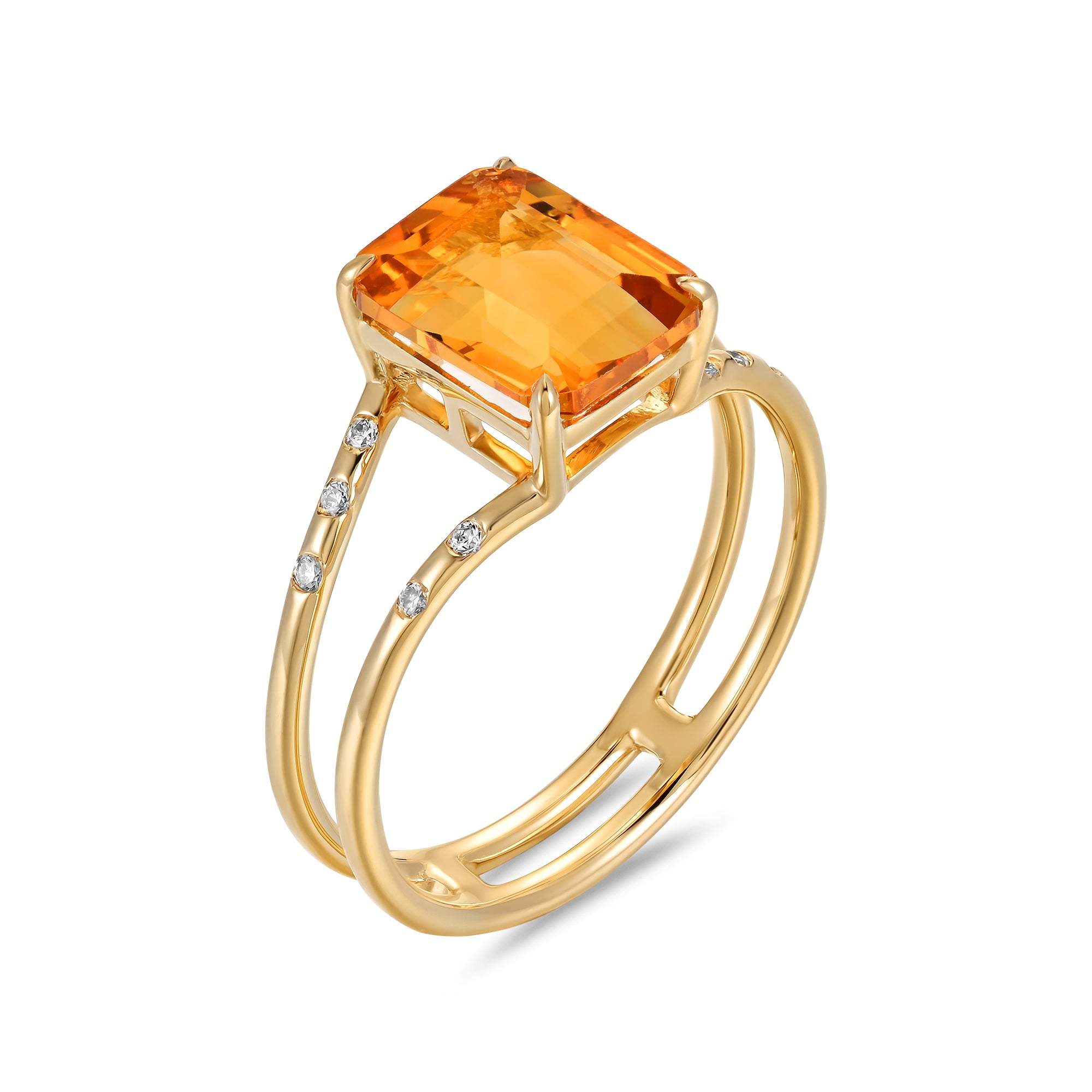 Anillo Citrino Estrellado