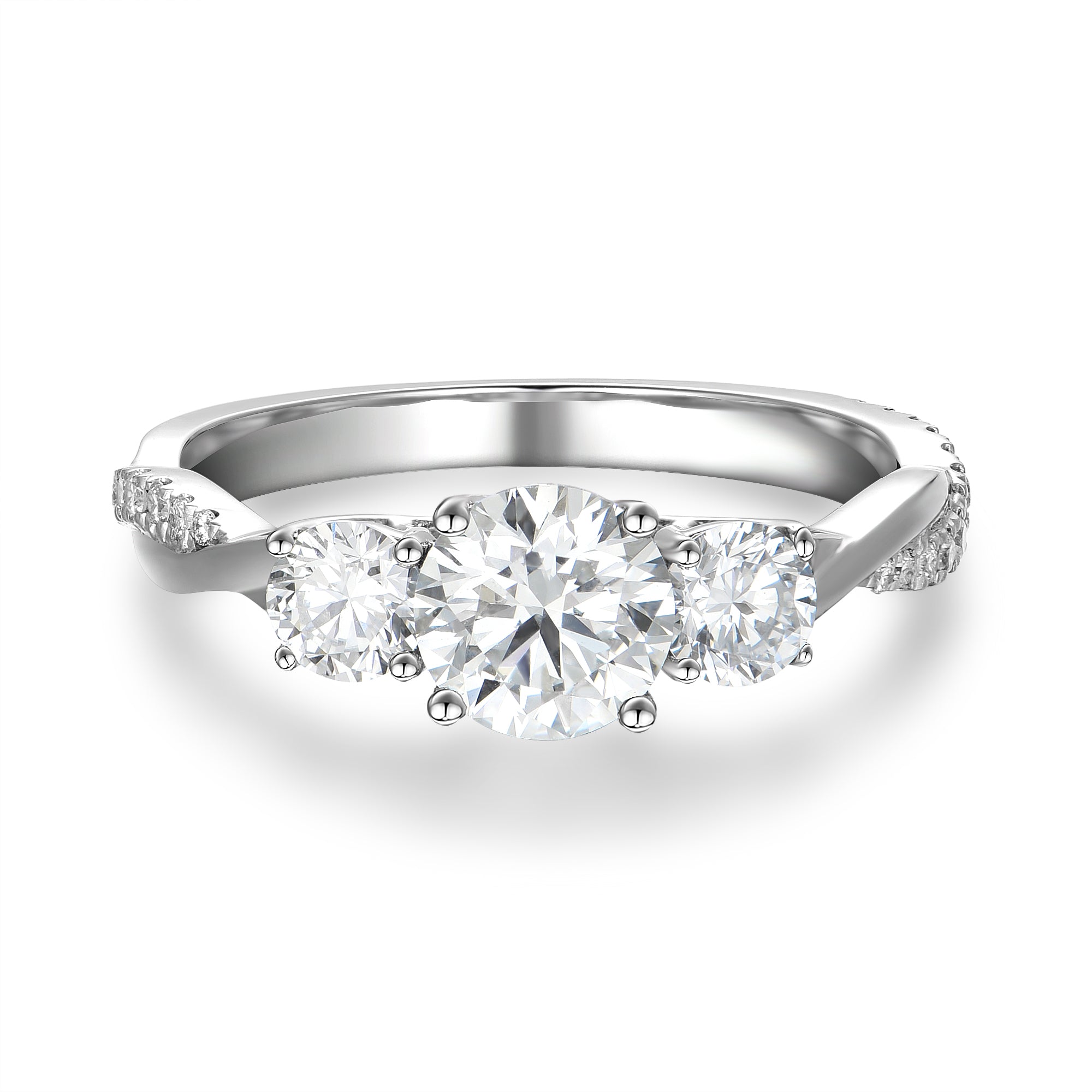 Anillo de Compromiso Tres Piedras Trenzado Cross – KONSENS
