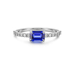 Anillo de Compromiso Laboratorio Diamante y Zafiro Lab Baguette