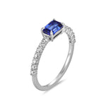 Anillo de Compromiso Laboratorio Diamante y Zafiro Lab Baguette