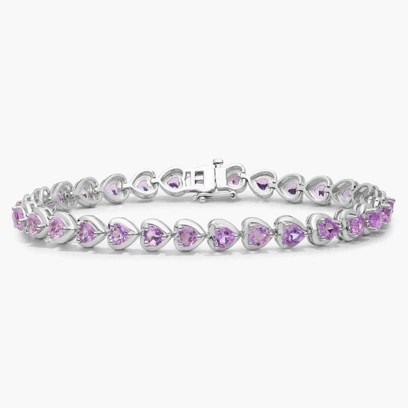 Pulsera de Amatista en Forma de Corazón en Plata 925