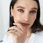 Anillo de Compromiso Halo doble Aguamarina