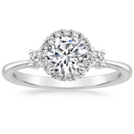 Anillo de Compromiso Tres Piedras Halo