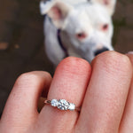 Anillo de Compromiso Moissanite Tres Piedras Cross