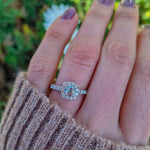 Anillo de compromiso Aguamarina Halo Diamantes