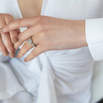 Anillo de Compromiso Halo doble Aguamarina