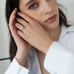 Anillo de Compromiso Halo doble Aguamarina