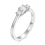 Anillo de Compromiso Moissanite Tres Piedras Cross