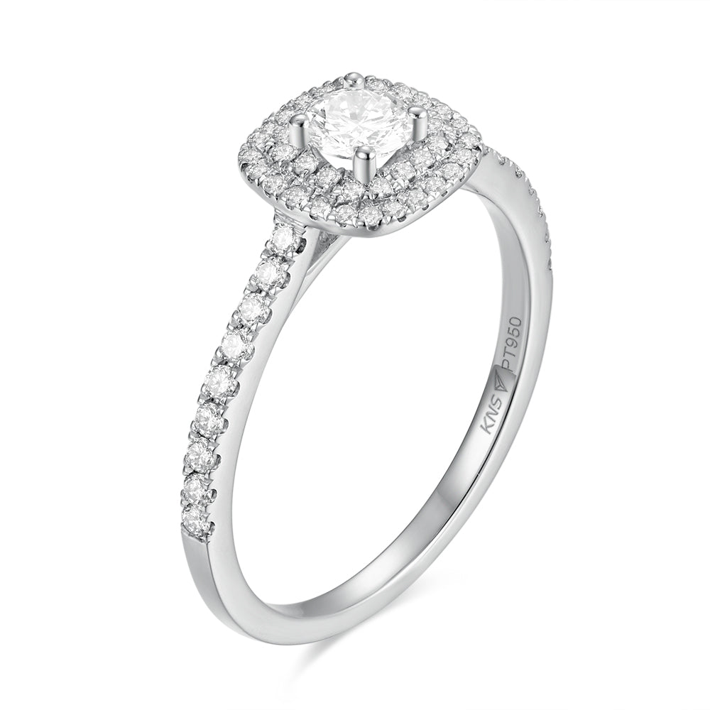 Anillo de Compromiso Doble Halo Cojin