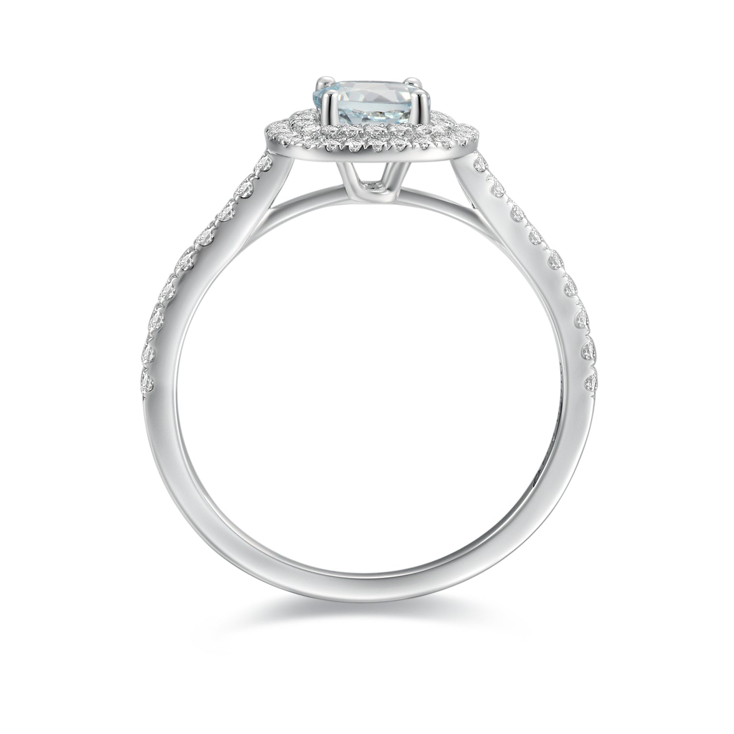 Anillo de Compromiso Halo doble Aguamarina