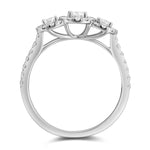 Anillo de Compromiso Diamantes Tres Piedras y Tres Halos