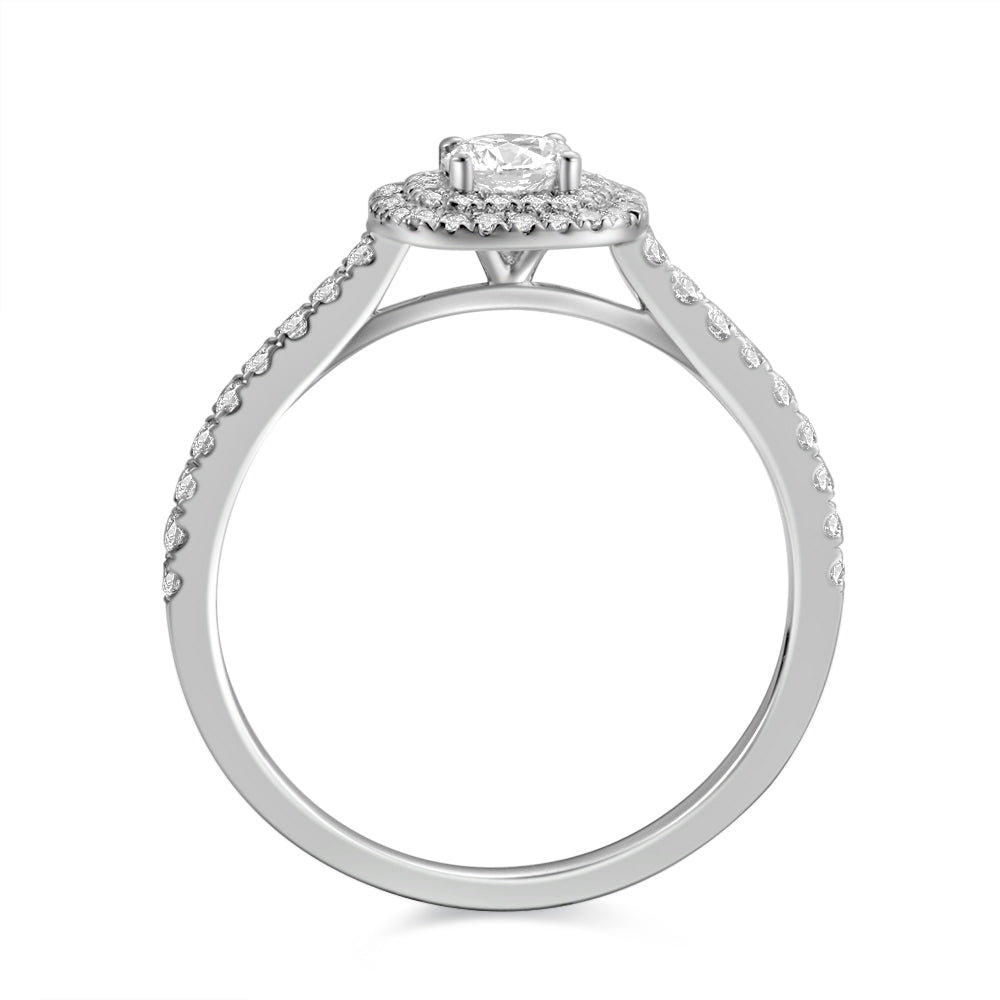 Anillo de Compromiso Doble Halo Cojin