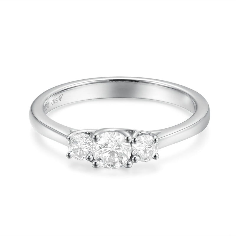 Anillo de Compromiso Moissanite Tres Piedras Cross