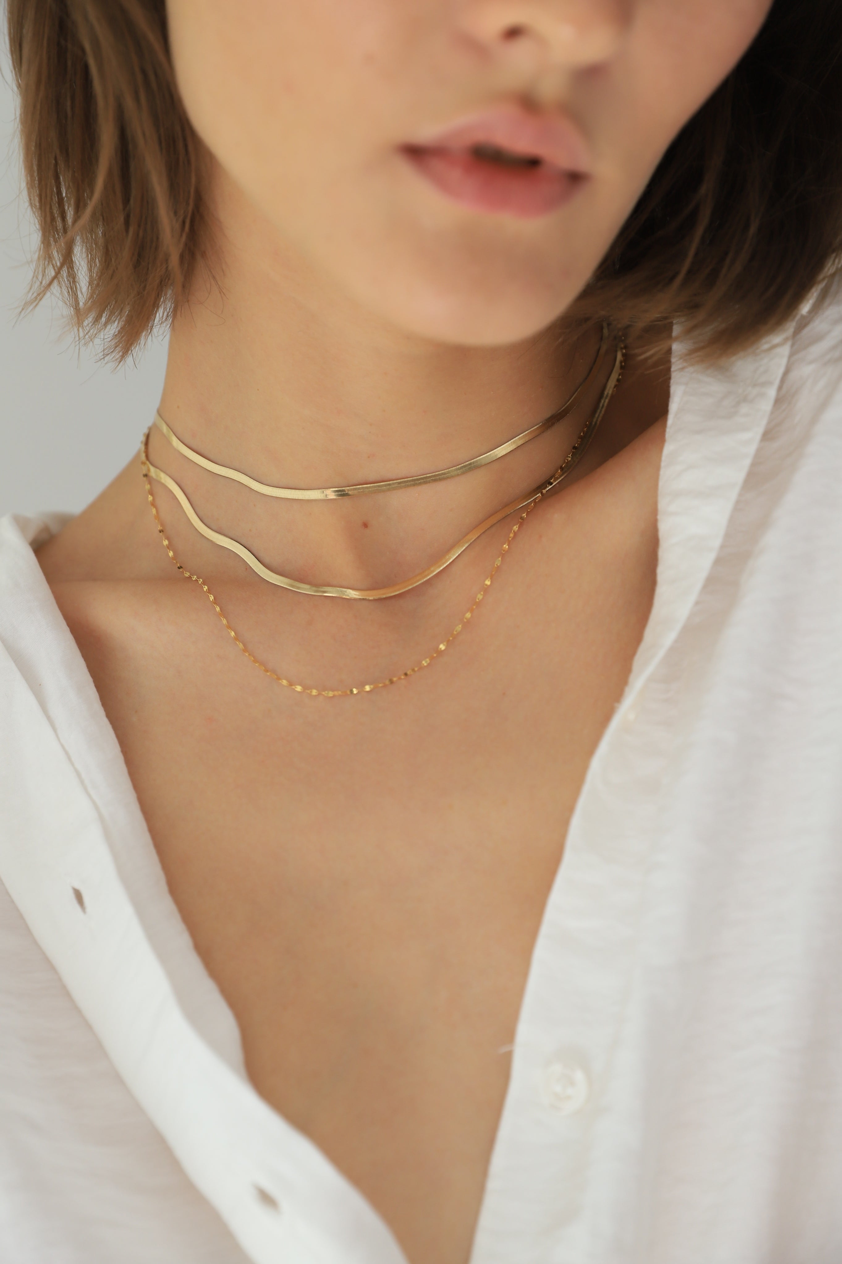 Collar Oro 18k Herrigbone