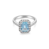 Anillo de Compromiso aguamarina luxe 8x6 MM