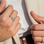 Anillo de Compromiso Halo doble Aguamarina