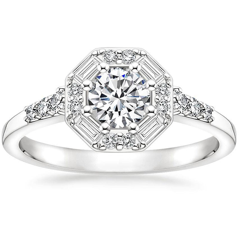 Anillo De Compromiso Halo Baguette