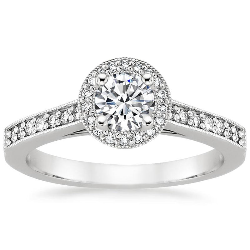 Anillo De Compromiso Halo Vintage Milgrain