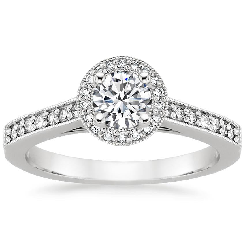 Anillo De Compromiso Halo Vintage Milgrain