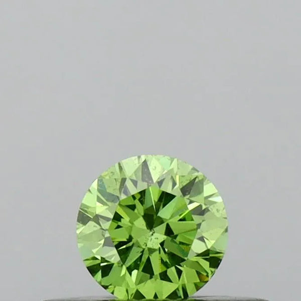 0.18ct Round Lab Grown Diamond (Colour Fancy Vivid Green, Clarity SI1, Cut ID, IGI Certified)