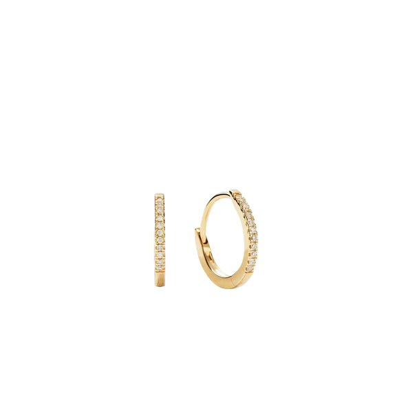 Aros Argolla Huggie Pavé de Diamantes en Oro 14K