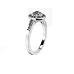 Anillo De Compromiso Halo Diamante Baguette Hal-018 Oro Blanco 18K Redondo 0.2 Diamante Natural