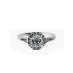 Anillo De Compromiso Halo Diamante Baguette Hal-018 Oro Blanco 18K Redondo 0.25 Diamante Natural