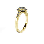 Anillo De Compromiso Halo Diamante Baguette Hal-018 Oro Amarillo 18K Pera 0.25 Diamante Natural