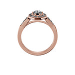 Anillo De Compromiso Halo Diamante Baguette Hal-018 Oro Rosado 18K Asscher 0.25 Diamante Natural
