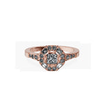 Anillo De Compromiso Halo Diamante Baguette Hal-018 Oro Rosado 18K Princesa 0.3 Diamante Natural