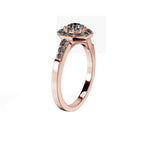 Anillo De Compromiso Halo Diamante Baguette Hal-018 Oro Rosado 18K Redondo 0.35 Diamante Natural