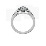 Anillo De Compromiso Halo Diamante Baguette Hal-018 Platino Redondo 0.35 Diamante Natural