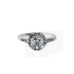 Anillo De Compromiso Halo Diamante Baguette Hal-018 Oro Blanco 18K Oval 0.35 Diamante Natural