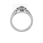 Anillo De Compromiso Halo Diamante Baguette Hal-018 Oro Blanco 18K Oval 0.35 Diamante Natural