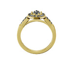 Anillo De Compromiso Halo Diamante Baguette Hal-018 Oro Amarillo 18K Pera 0.35 Diamante Natural