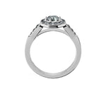 Anillo De Compromiso Halo Diamante Baguette Hal-018 Oro Blanco 18K Cojin 0.35 Diamante Natural