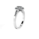 Anillo De Compromiso Halo Diamante Baguette Hal-018 Platino Pera 0.4 Diamante Natural