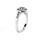 Anillo De Compromiso Halo Diamante Baguette Hal-018 Platino Cojin 0.4 Diamante Natural
