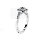 Anillo De Compromiso Halo Diamante Baguette Hal-018 Oro Blanco 18K Princesa 0.4 Diamante Natural