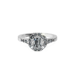Anillo De Compromiso Halo Diamante Baguette Hal-018 Platino Esmeralda 0.4 Diamante Natural