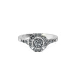 Anillo De Compromiso Halo Diamante Baguette Hal-018 Oro Blanco 18K Asscher 0.4 Diamante Natural