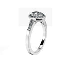 Anillo De Compromiso Halo Diamante Baguette Hal-018 Platino Oval 0.45 Diamante Natural