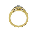 Anillo De Compromiso Halo Diamante Baguette Hal-018 Oro Amarillo 18K Radiante 0.45 Diamante Natural