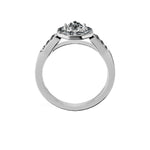 Anillo De Compromiso Halo Diamante Baguette Hal-018 Oro Blanco 18K Pera 0.3 Diamante Cultivado en Laboratorio