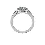 Anillo De Compromiso Halo Diamante Baguette Hal-018 Oro Blanco 18K Esmeralda 0.5 Diamante Cultivado en Laboratorio