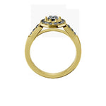 Anillo De Compromiso Halo Diamante Baguette Hal-018 Oro Amarillo 18K Princesa 0.7 Diamante Cultivado en Laboratorio