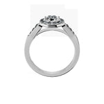 Anillo De Compromiso Halo Diamante Baguette Hal-018 Oro Blanco 18K Princesa 0.7 Diamante Cultivado en Laboratorio