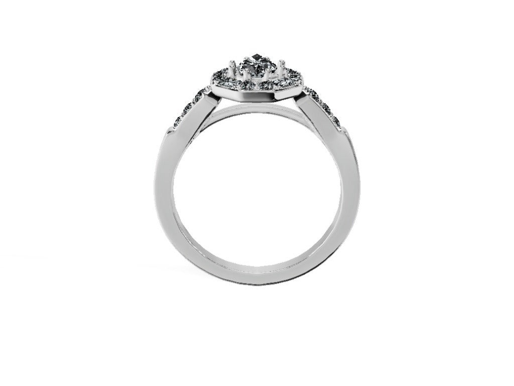 Anillo De Compromiso Halo Diamante Baguette Hal-018 Platino Pera 1.5 Diamante Cultivado en Laboratorio