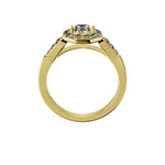 Anillo De Compromiso Halo Diamante Baguette Hal-018 Oro Amarillo 18K Esmeralda 1.5 Diamante Cultivado en Laboratorio