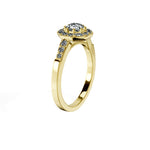 Anillo De Compromiso Halo Diamante Baguette Hal-018 Oro Amarillo 18K Asscher 1.5 Diamante Cultivado en Laboratorio